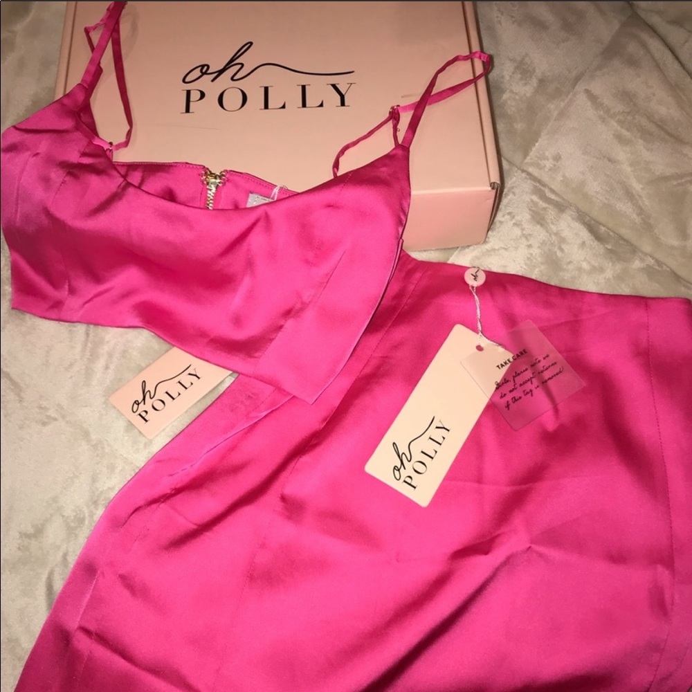 OH POLLY 2 piece pink satin set